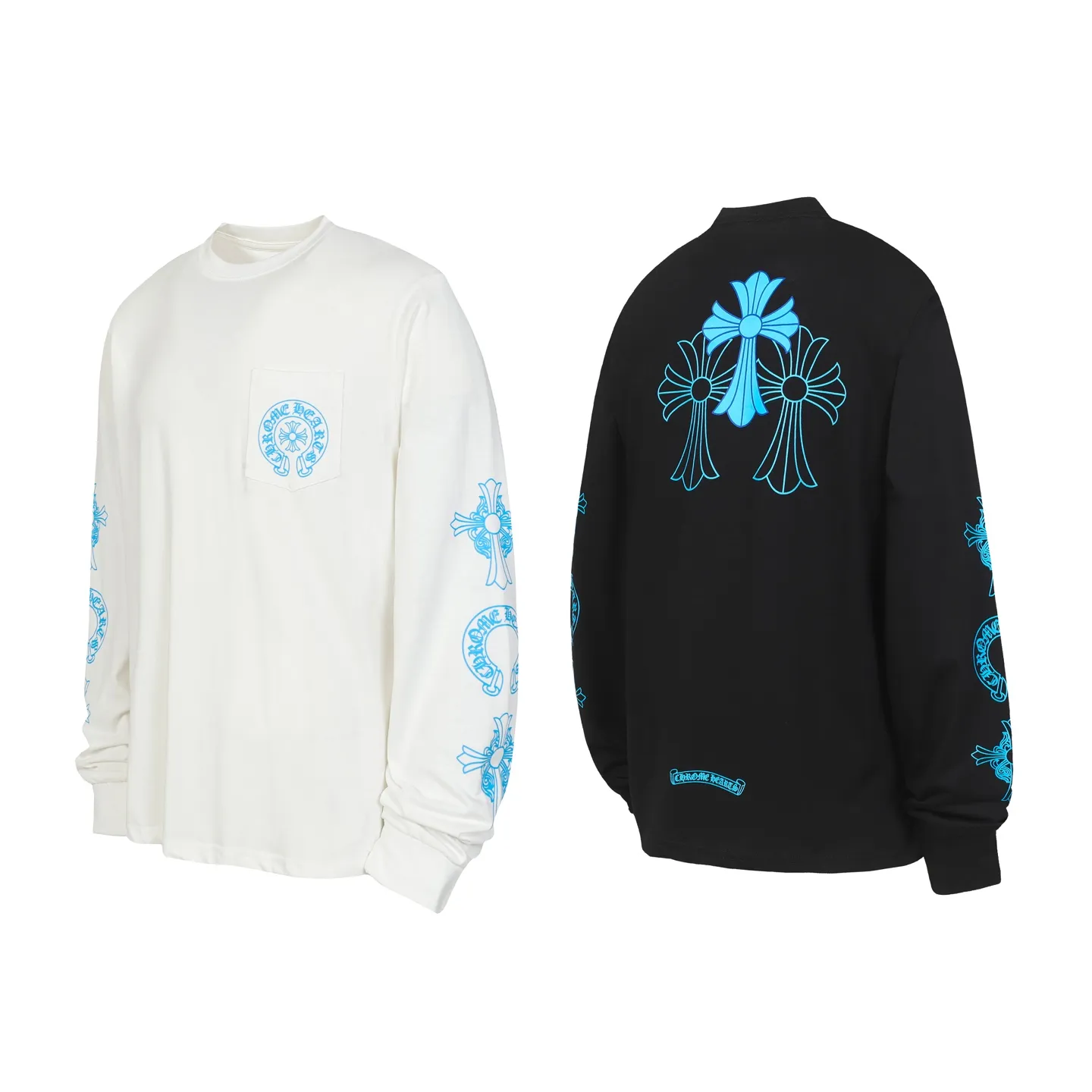 P160 Cross-border model, please do not place an order if you pursue quality - Chrome Hearts/Chrome Heart Sanskrit Cross ✝️ printed popular long-sleeved T-shirt - High weight, high density and high quality. The wool is soft, delicate and skin-friendly. It feels soft and silky. It has excellent warmth and skin-friendly properties. - Customized weaving and dyeing, no color difference, no matter the fabric or workmanship details, beat the ordinary version on the market -Colour: black white -Size: S M L XL